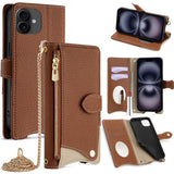 Crossbody Chain Fishtail Litchi Leather Phone Case, For iPhone 16, For iPhone 15 Pro Max, For iPhone 15 Pro, For iPhone 15 Plus, For iPhone 15, For iPhone 14 Plus, For iPhone 14, For iPhone 14 Pro