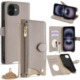 Crossbody Chain Fishtail Litchi Leather Phone Case, For iPhone 16, For iPhone 15 Pro Max, For iPhone 15 Pro, For iPhone 15 Plus, For iPhone 15, For iPhone 14 Plus, For iPhone 14, For iPhone 14 Pro