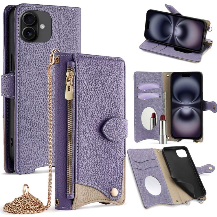 Crossbody Chain Fishtail Litchi Leather Phone Case, For iPhone 16, For iPhone 15 Pro Max, For iPhone 15 Pro, For iPhone 15 Plus, For iPhone 15, For iPhone 14 Plus, For iPhone 14, For iPhone 14 Pro