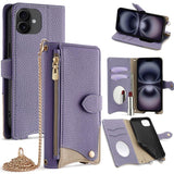 Crossbody Chain Fishtail Litchi Leather Phone Case, For iPhone 16, For iPhone 15 Pro Max, For iPhone 15 Pro, For iPhone 15 Plus, For iPhone 15, For iPhone 14 Plus, For iPhone 14, For iPhone 14 Pro