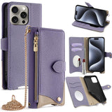 Crossbody Chain Fishtail Litchi Leather Phone Case, For iPhone 16, For iPhone 15 Pro Max, For iPhone 15 Pro, For iPhone 15 Plus, For iPhone 15, For iPhone 14 Plus, For iPhone 14, For iPhone 14 Pro