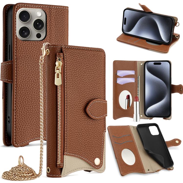 Crossbody Chain Fishtail Litchi Leather Phone Case, For iPhone 16, For iPhone 15 Pro Max, For iPhone 15 Pro, For iPhone 15 Plus, For iPhone 15, For iPhone 14 Plus, For iPhone 14, For iPhone 14 Pro