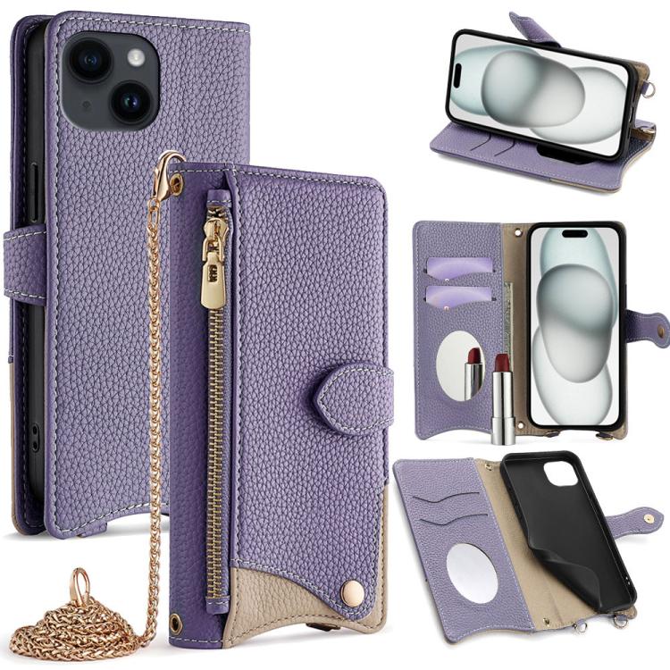 Crossbody Chain Fishtail Litchi Leather Phone Case, For iPhone 16, For iPhone 15 Pro Max, For iPhone 15 Pro, For iPhone 15 Plus, For iPhone 15, For iPhone 14 Plus, For iPhone 14, For iPhone 14 Pro