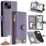 Crossbody Chain Fishtail Litchi Leather Phone Case, For iPhone 16, For iPhone 15 Pro Max, For iPhone 15 Pro, For iPhone 15 Plus, For iPhone 15, For iPhone 14 Plus, For iPhone 14, For iPhone 14 Pro