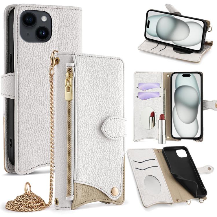 Crossbody Chain Fishtail Litchi Leather Phone Case, For iPhone 16, For iPhone 15 Pro Max, For iPhone 15 Pro, For iPhone 15 Plus, For iPhone 15, For iPhone 14 Plus, For iPhone 14, For iPhone 14 Pro