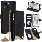 Crossbody Chain Fishtail Litchi Leather Phone Case, For iPhone 16, For iPhone 15 Pro Max, For iPhone 15 Pro, For iPhone 15 Plus, For iPhone 15, For iPhone 14 Plus, For iPhone 14, For iPhone 14 Pro