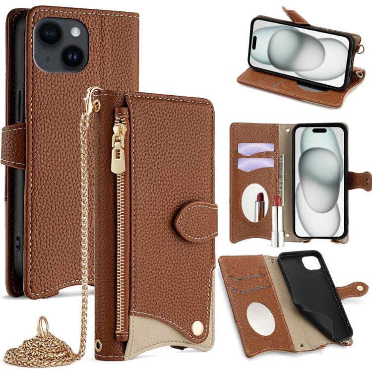 Crossbody Chain Fishtail Litchi Leather Phone Case, For iPhone 16, For iPhone 15 Pro Max, For iPhone 15 Pro, For iPhone 15 Plus, For iPhone 15, For iPhone 14 Plus, For iPhone 14, For iPhone 14 Pro