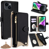 Crossbody Chain Fishtail Litchi Leather Phone Case, For iPhone 16, For iPhone 15 Pro Max, For iPhone 15 Pro, For iPhone 15 Plus, For iPhone 15, For iPhone 14 Plus, For iPhone 14, For iPhone 14 Pro