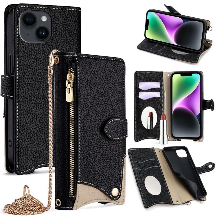 Crossbody Chain Fishtail Litchi Leather Phone Case, For iPhone 16, For iPhone 15 Pro Max, For iPhone 15 Pro, For iPhone 15 Plus, For iPhone 15, For iPhone 14 Plus, For iPhone 14, For iPhone 14 Pro