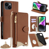 Crossbody Chain Fishtail Litchi Leather Phone Case, For iPhone 16, For iPhone 15 Pro Max, For iPhone 15 Pro, For iPhone 15 Plus, For iPhone 15, For iPhone 14 Plus, For iPhone 14, For iPhone 14 Pro