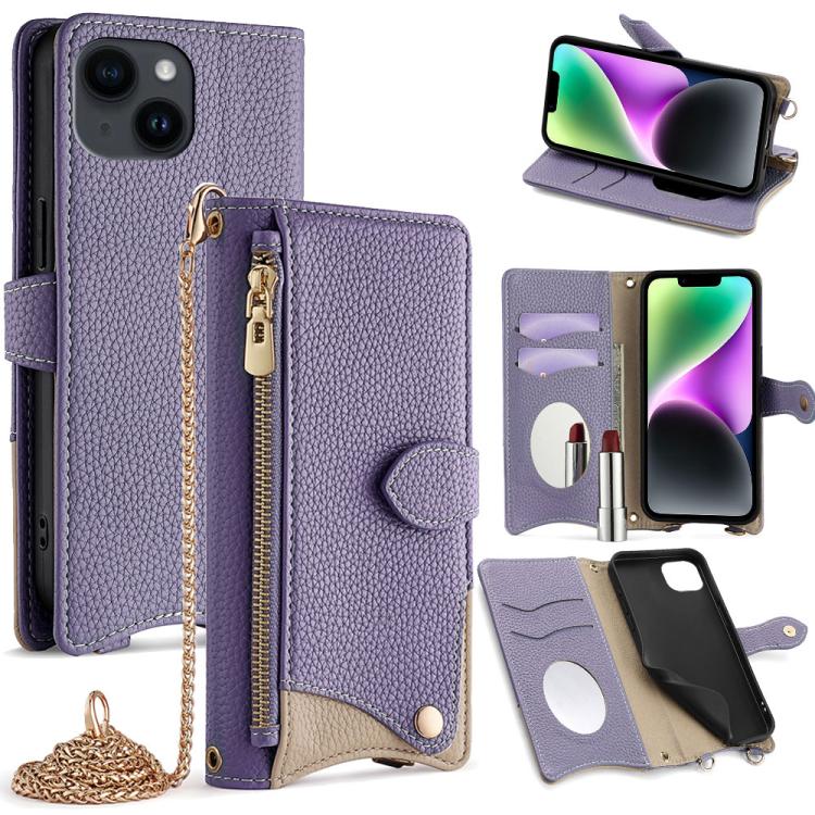 Crossbody Chain Fishtail Litchi Leather Phone Case, For iPhone 16, For iPhone 15 Pro Max, For iPhone 15 Pro, For iPhone 15 Plus, For iPhone 15, For iPhone 14 Plus, For iPhone 14, For iPhone 14 Pro