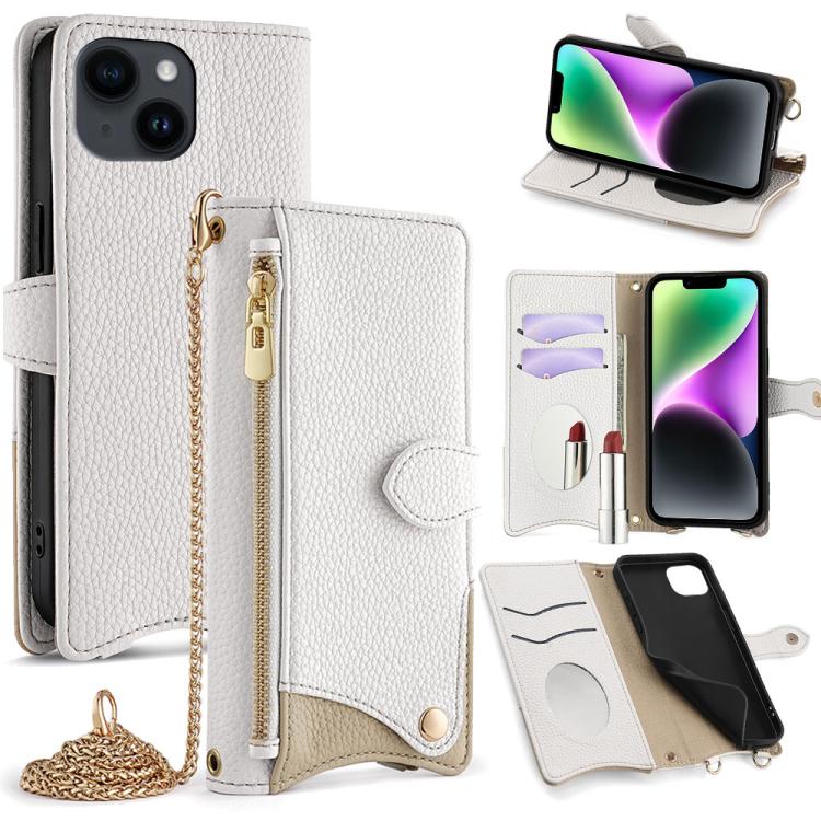 Crossbody Chain Fishtail Litchi Leather Phone Case, For iPhone 16, For iPhone 15 Pro Max, For iPhone 15 Pro, For iPhone 15 Plus, For iPhone 15, For iPhone 14 Plus, For iPhone 14, For iPhone 14 Pro