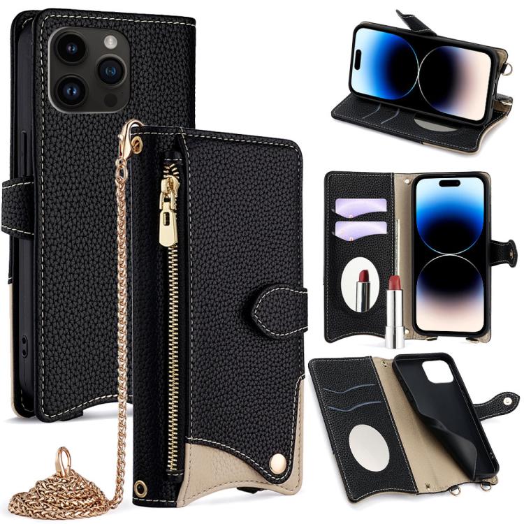 Crossbody Chain Fishtail Litchi Leather Phone Case, For iPhone 16, For iPhone 15 Pro Max, For iPhone 15 Pro, For iPhone 15 Plus, For iPhone 15, For iPhone 14 Plus, For iPhone 14, For iPhone 14 Pro