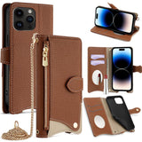 Crossbody Chain Fishtail Litchi Leather Phone Case, For iPhone 16, For iPhone 15 Pro Max, For iPhone 15 Pro, For iPhone 15 Plus, For iPhone 15, For iPhone 14 Plus, For iPhone 14, For iPhone 14 Pro