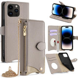 Crossbody Chain Fishtail Litchi Leather Phone Case, For iPhone 16, For iPhone 15 Pro Max, For iPhone 15 Pro, For iPhone 15 Plus, For iPhone 15, For iPhone 14 Plus, For iPhone 14, For iPhone 14 Pro