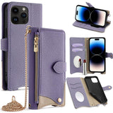 Crossbody Chain Fishtail Litchi Leather Phone Case, For iPhone 16, For iPhone 15 Pro Max, For iPhone 15 Pro, For iPhone 15 Plus, For iPhone 15, For iPhone 14 Plus, For iPhone 14, For iPhone 14 Pro