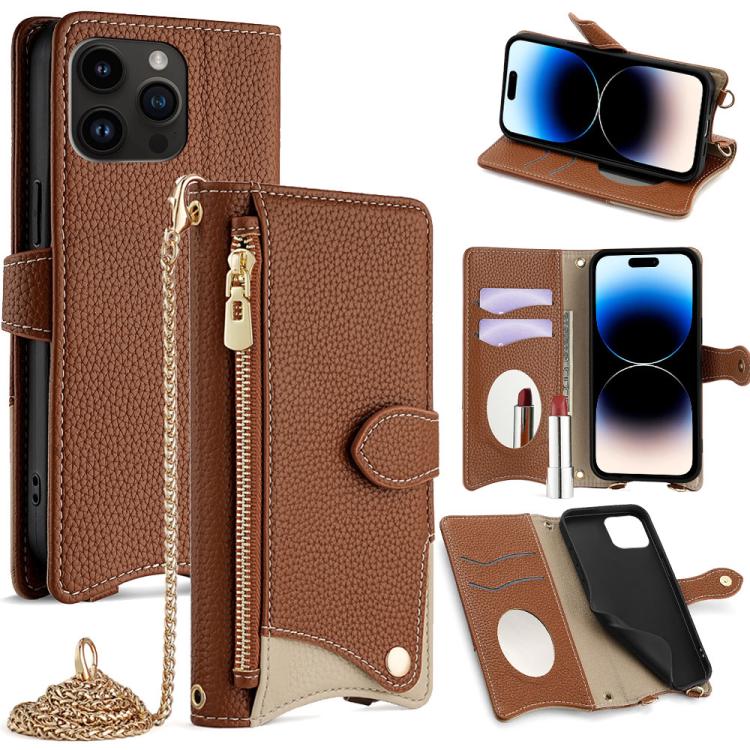 Crossbody Chain Fishtail Litchi Leather Phone Case, For iPhone 14 Pro Max, For iPhone 13 Pro Max, For iPhone 13 Pro, For iPhone 13, For iPhone 12 / 12 Pro, For iPhone 12 Pro Max