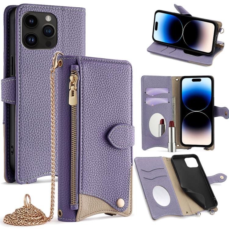 Crossbody Chain Fishtail Litchi Leather Phone Case, For iPhone 14 Pro Max, For iPhone 13 Pro Max, For iPhone 13 Pro, For iPhone 13, For iPhone 12 / 12 Pro, For iPhone 12 Pro Max
