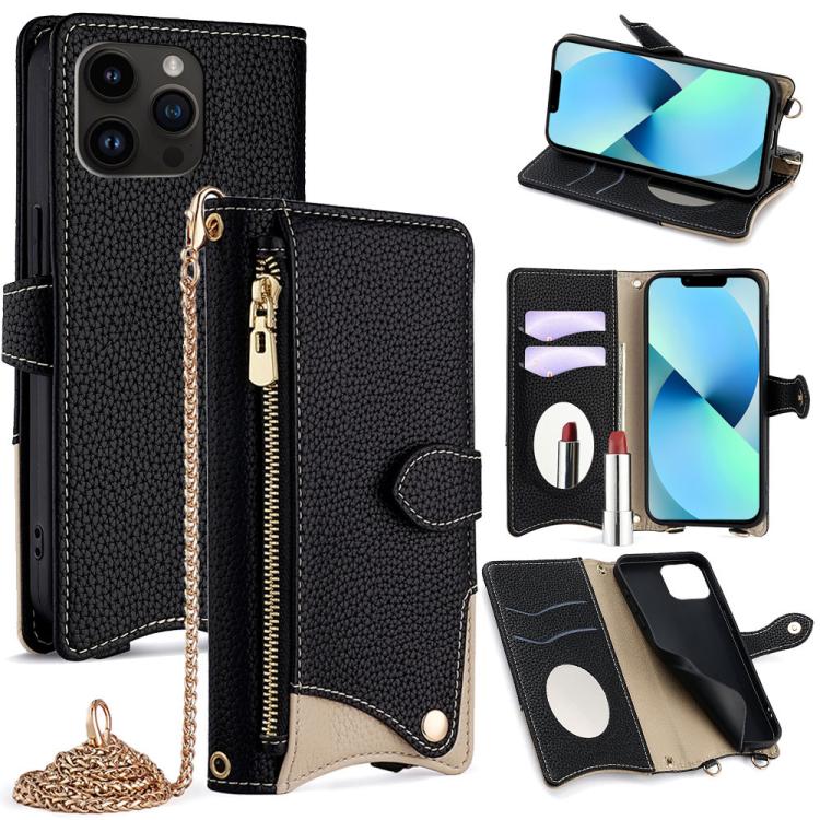 Crossbody Chain Fishtail Litchi Leather Phone Case, For iPhone 14 Pro Max, For iPhone 13 Pro Max, For iPhone 13 Pro, For iPhone 13, For iPhone 12 / 12 Pro, For iPhone 12 Pro Max