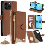 Crossbody Chain Fishtail Litchi Leather Phone Case, For iPhone 14 Pro Max, For iPhone 13 Pro Max, For iPhone 13 Pro, For iPhone 13, For iPhone 12 / 12 Pro, For iPhone 12 Pro Max