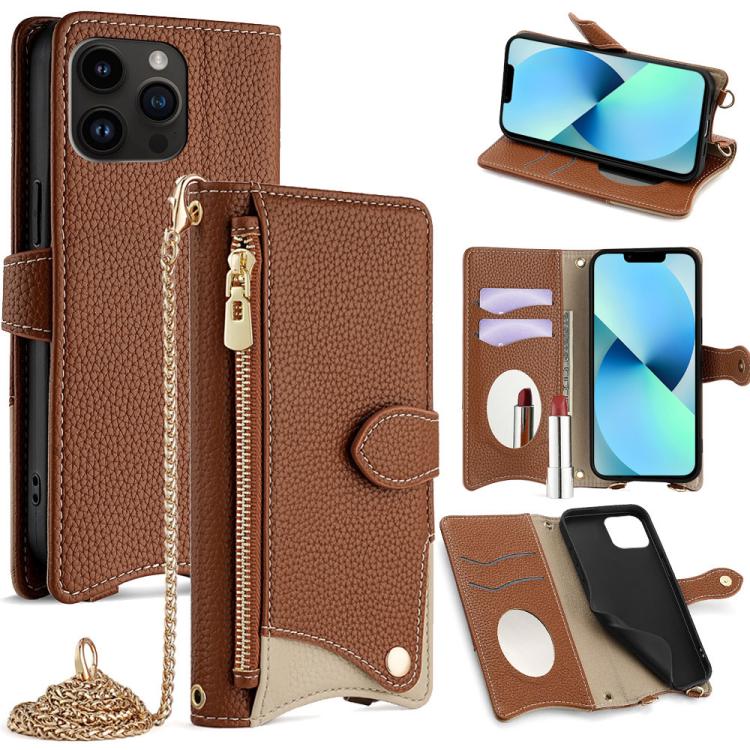 Crossbody Chain Fishtail Litchi Leather Phone Case, For iPhone 14 Pro Max, For iPhone 13 Pro Max, For iPhone 13 Pro, For iPhone 13, For iPhone 12 / 12 Pro, For iPhone 12 Pro Max