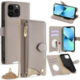 Crossbody Chain Fishtail Litchi Leather Phone Case, For iPhone 14 Pro Max, For iPhone 13 Pro Max, For iPhone 13 Pro, For iPhone 13, For iPhone 12 / 12 Pro, For iPhone 12 Pro Max