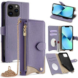 Crossbody Chain Fishtail Litchi Leather Phone Case, For iPhone 14 Pro Max, For iPhone 13 Pro Max, For iPhone 13 Pro, For iPhone 13, For iPhone 12 / 12 Pro, For iPhone 12 Pro Max