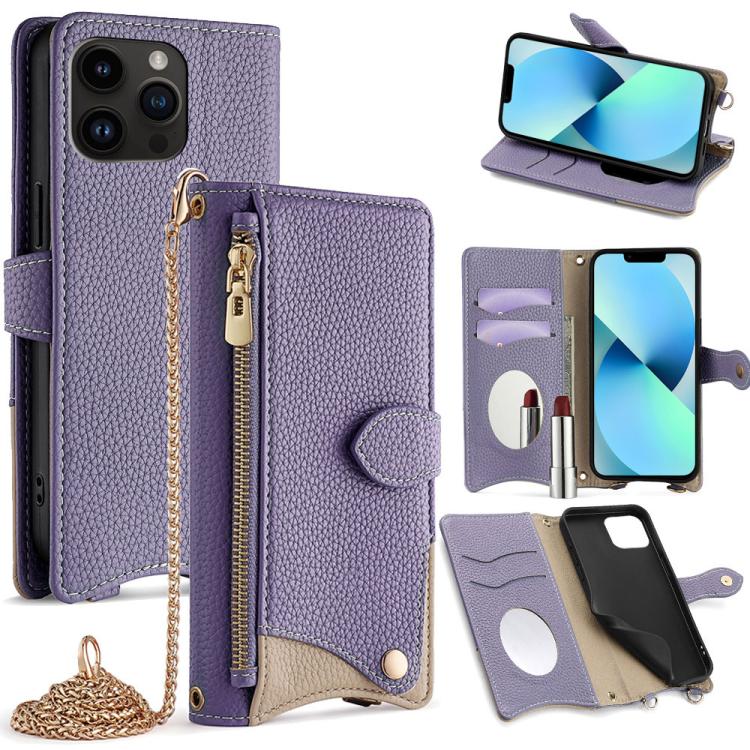 Crossbody Chain Fishtail Litchi Leather Phone Case, For iPhone 14 Pro Max, For iPhone 13 Pro Max, For iPhone 13 Pro, For iPhone 13, For iPhone 12 / 12 Pro, For iPhone 12 Pro Max