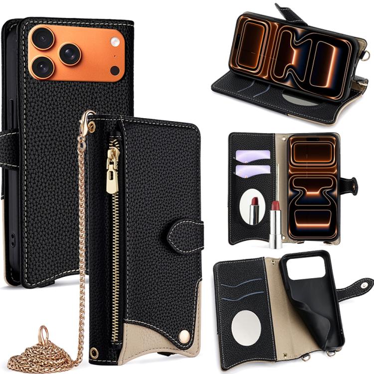 Crossbody Chain Fishtail Litchi Leather Phone Case, For iPhone 17e / 16e, For iPhone 17 Pro Max, For iPhone 17 Pro, For iPhone 17, For iPhone Air, For iPhone 16 Pro Max, For iPhone 16 Pro, For iPhone 16 Plus