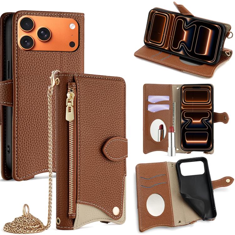 Crossbody Chain Fishtail Litchi Leather Phone Case, For iPhone 17e / 16e, For iPhone 17 Pro Max, For iPhone 17 Pro, For iPhone 17, For iPhone Air, For iPhone 16 Pro Max, For iPhone 16 Pro, For iPhone 16 Plus