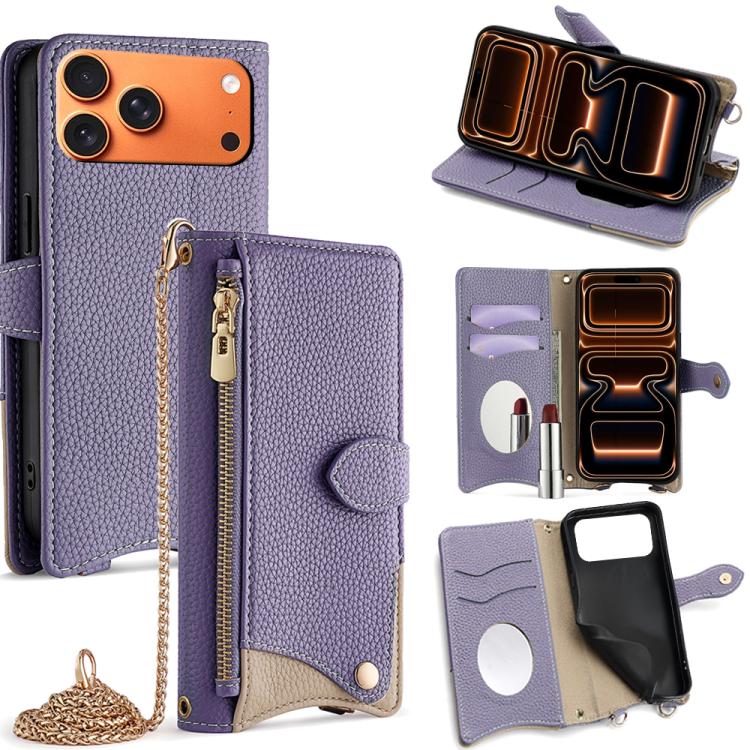 Crossbody Chain Fishtail Litchi Leather Phone Case, For iPhone 17e / 16e, For iPhone 17 Pro Max, For iPhone 17 Pro, For iPhone 17, For iPhone Air, For iPhone 16 Pro Max, For iPhone 16 Pro, For iPhone 16 Plus