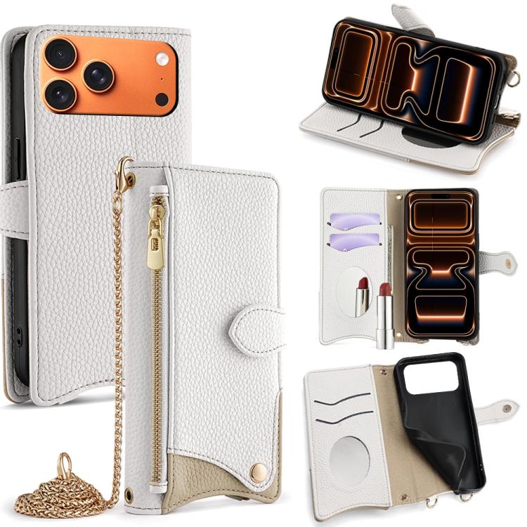 Crossbody Chain Fishtail Litchi Leather Phone Case, For iPhone 17e / 16e, For iPhone 17 Pro Max, For iPhone 17 Pro, For iPhone 17, For iPhone Air, For iPhone 16 Pro Max, For iPhone 16 Pro, For iPhone 16 Plus