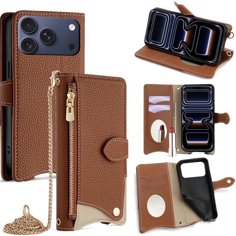 Crossbody Chain Fishtail Litchi Leather Phone Case, For iPhone 17e / 16e, For iPhone 17 Pro Max, For iPhone 17 Pro, For iPhone 17, For iPhone Air, For iPhone 16 Pro Max, For iPhone 16 Pro, For iPhone 16 Plus