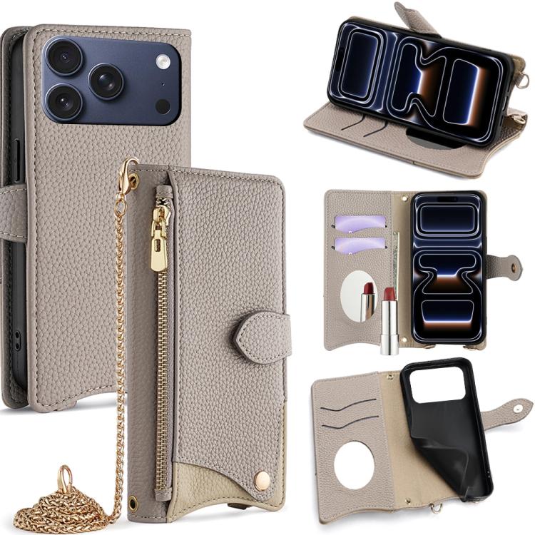 Crossbody Chain Fishtail Litchi Leather Phone Case, For iPhone 17e / 16e, For iPhone 17 Pro Max, For iPhone 17 Pro, For iPhone 17, For iPhone Air, For iPhone 16 Pro Max, For iPhone 16 Pro, For iPhone 16 Plus
