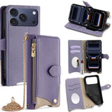 Crossbody Chain Fishtail Litchi Leather Phone Case, For iPhone 17e / 16e, For iPhone 17 Pro Max, For iPhone 17 Pro, For iPhone 17, For iPhone Air, For iPhone 16 Pro Max, For iPhone 16 Pro, For iPhone 16 Plus