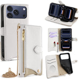 Crossbody Chain Fishtail Litchi Leather Phone Case, For iPhone 17e / 16e, For iPhone 17 Pro Max, For iPhone 17 Pro, For iPhone 17, For iPhone Air, For iPhone 16 Pro Max, For iPhone 16 Pro, For iPhone 16 Plus