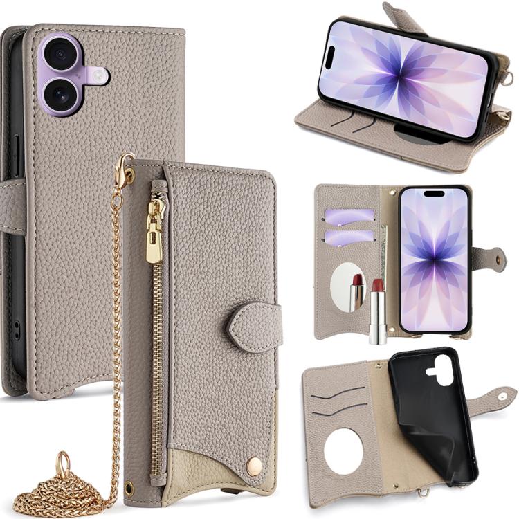 Crossbody Chain Fishtail Litchi Leather Phone Case, For iPhone 17e / 16e, For iPhone 17 Pro Max, For iPhone 17 Pro, For iPhone 17, For iPhone Air, For iPhone 16 Pro Max, For iPhone 16 Pro, For iPhone 16 Plus