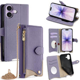 Crossbody Chain Fishtail Litchi Leather Phone Case, For iPhone 17e / 16e, For iPhone 17 Pro Max, For iPhone 17 Pro, For iPhone 17, For iPhone Air, For iPhone 16 Pro Max, For iPhone 16 Pro, For iPhone 16 Plus