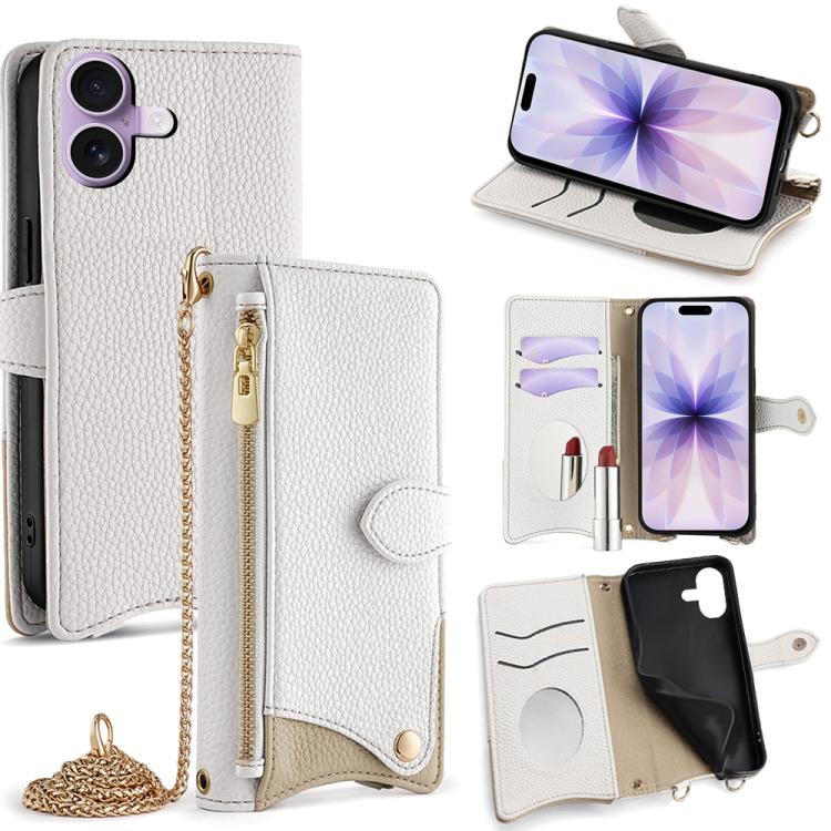 Crossbody Chain Fishtail Litchi Leather Phone Case, For iPhone 17e / 16e, For iPhone 17 Pro Max, For iPhone 17 Pro, For iPhone 17, For iPhone Air, For iPhone 16 Pro Max, For iPhone 16 Pro, For iPhone 16 Plus
