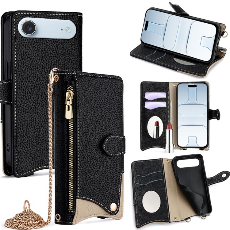 Crossbody Chain Fishtail Litchi Leather Phone Case, For iPhone 17e / 16e, For iPhone 17 Pro Max, For iPhone 17 Pro, For iPhone 17, For iPhone Air, For iPhone 16 Pro Max, For iPhone 16 Pro, For iPhone 16 Plus