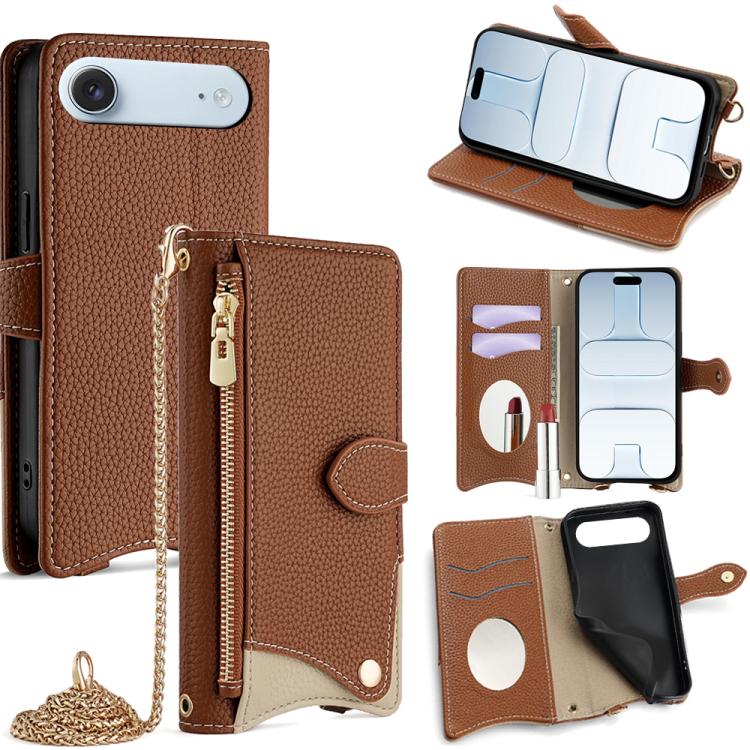 Crossbody Chain Fishtail Litchi Leather Phone Case, For iPhone 17e / 16e, For iPhone 17 Pro Max, For iPhone 17 Pro, For iPhone 17, For iPhone Air, For iPhone 16 Pro Max, For iPhone 16 Pro, For iPhone 16 Plus