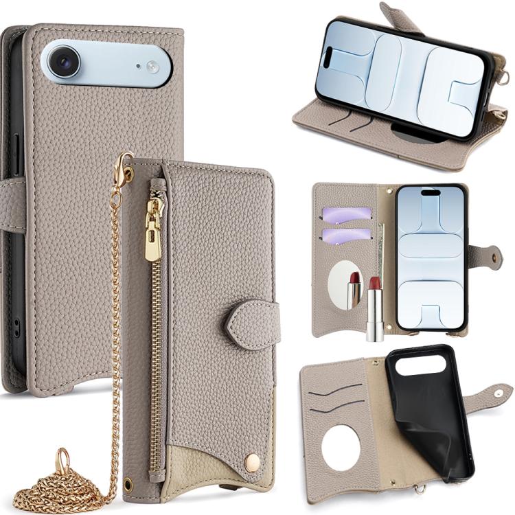 Crossbody Chain Fishtail Litchi Leather Phone Case, For iPhone 17e / 16e, For iPhone 17 Pro Max, For iPhone 17 Pro, For iPhone 17, For iPhone Air, For iPhone 16 Pro Max, For iPhone 16 Pro, For iPhone 16 Plus