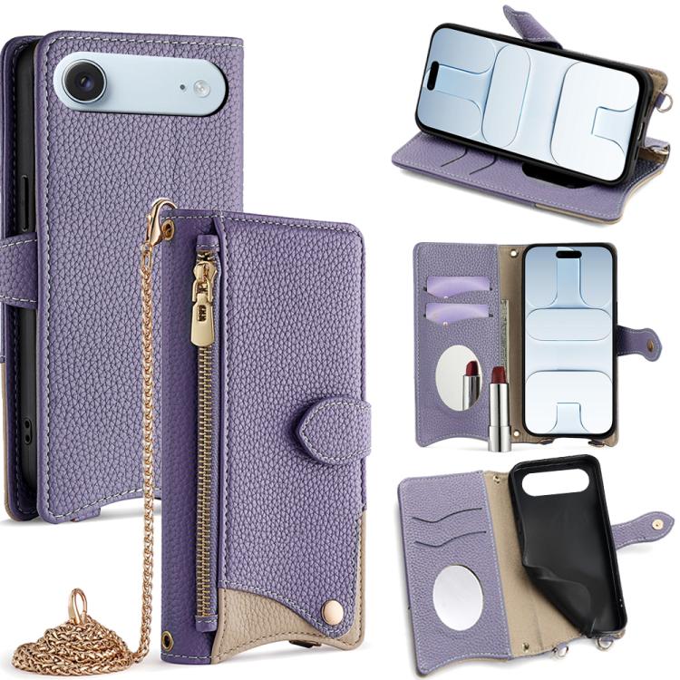 Crossbody Chain Fishtail Litchi Leather Phone Case, For iPhone 17e / 16e, For iPhone 17 Pro Max, For iPhone 17 Pro, For iPhone 17, For iPhone Air, For iPhone 16 Pro Max, For iPhone 16 Pro, For iPhone 16 Plus