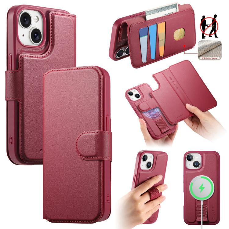 CaseNeo Finger Grip Strap MagSafe Leather Phone Case, For iPhone 16, For iPhone 15 Pro Max, For iPhone 15 Pro, For iPhone 15 Plus / 14 Plus, For iPhone 15, For iPhone 14 / 13, For iPhone 14 Pro, For iPhone 14 Pro Max