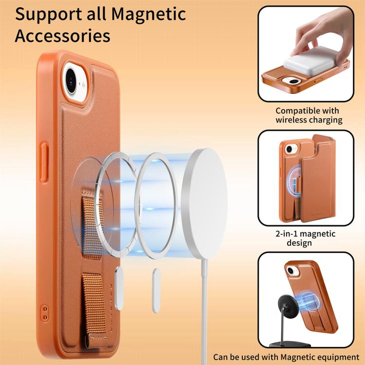 CaseNeo Finger Grip Strap MagSafe Leather Phone Case, For iPhone 17e / 16e, For iPhone 17 Pro Max, For iPhone 17 Pro, For iPhone 17, For iPhone Air, For iPhone 16 Pro Max, For iPhone 16 Pro, For iPhone 16 Plus