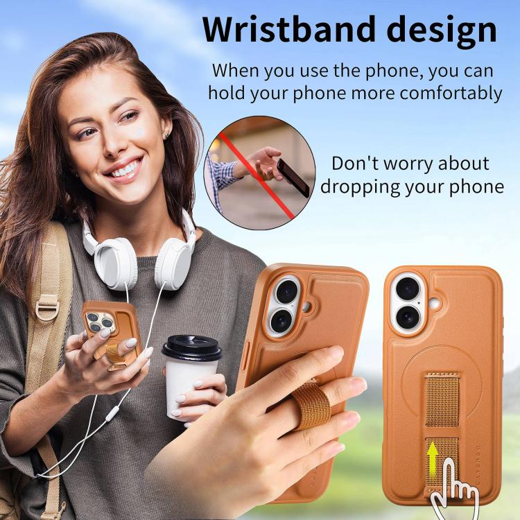 CaseNeo Finger Grip Strap MagSafe Leather Phone Case, For iPhone 18 / 17, For iPhone 18 Pro / 17 Pro, For iPhone 18 Pro Max / 17 Pro Max, For iPhone 17e / 16e, For iPhone Air, For iPhone 16 Pro Max, For iPhone 16 Pro, For iPhone 16 Plus