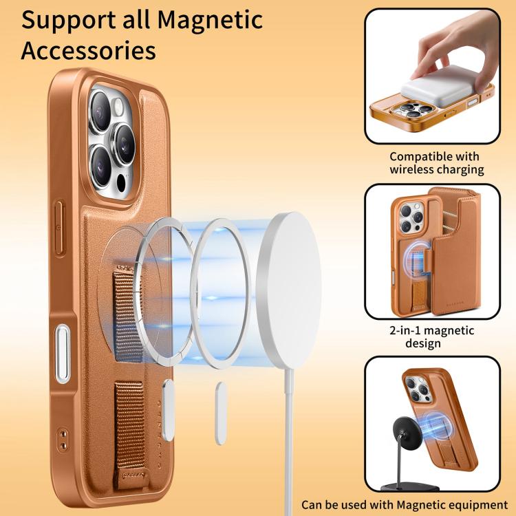 CaseNeo Finger Grip Strap MagSafe Leather Phone Case, For iPhone 18 / 17, For iPhone 18 Pro / 17 Pro, For iPhone 18 Pro Max / 17 Pro Max, For iPhone 17e / 16e, For iPhone Air, For iPhone 16 Pro Max, For iPhone 16 Pro, For iPhone 16 Plus