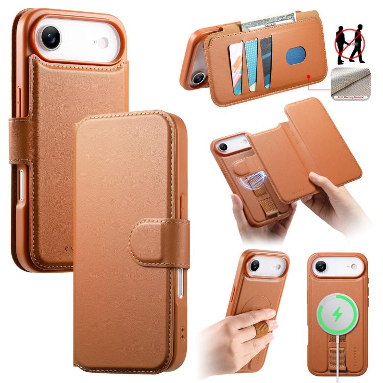 CaseNeo Finger Grip Strap MagSafe Leather Phone Case, For iPhone 17e / 16e, For iPhone 17 Pro Max, For iPhone 17 Pro, For iPhone 17, For iPhone Air, For iPhone 16 Pro Max, For iPhone 16 Pro, For iPhone 16 Plus