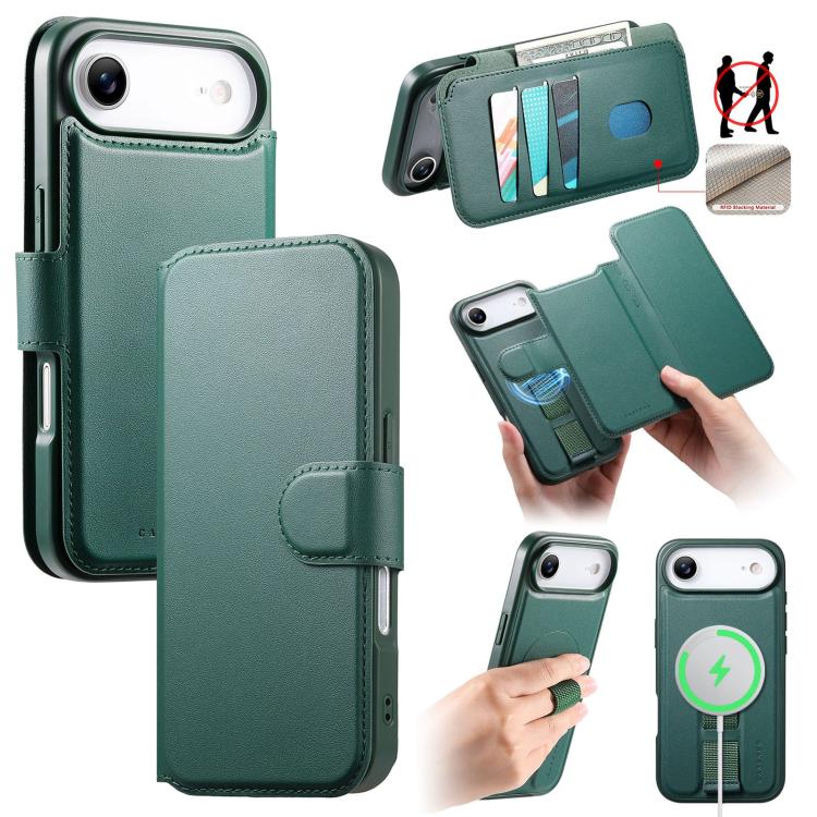 CaseNeo Finger Grip Strap MagSafe Leather Phone Case, For iPhone 17e / 16e, For iPhone 17 Pro Max, For iPhone 17 Pro, For iPhone 17, For iPhone Air, For iPhone 16 Pro Max, For iPhone 16 Pro, For iPhone 16 Plus