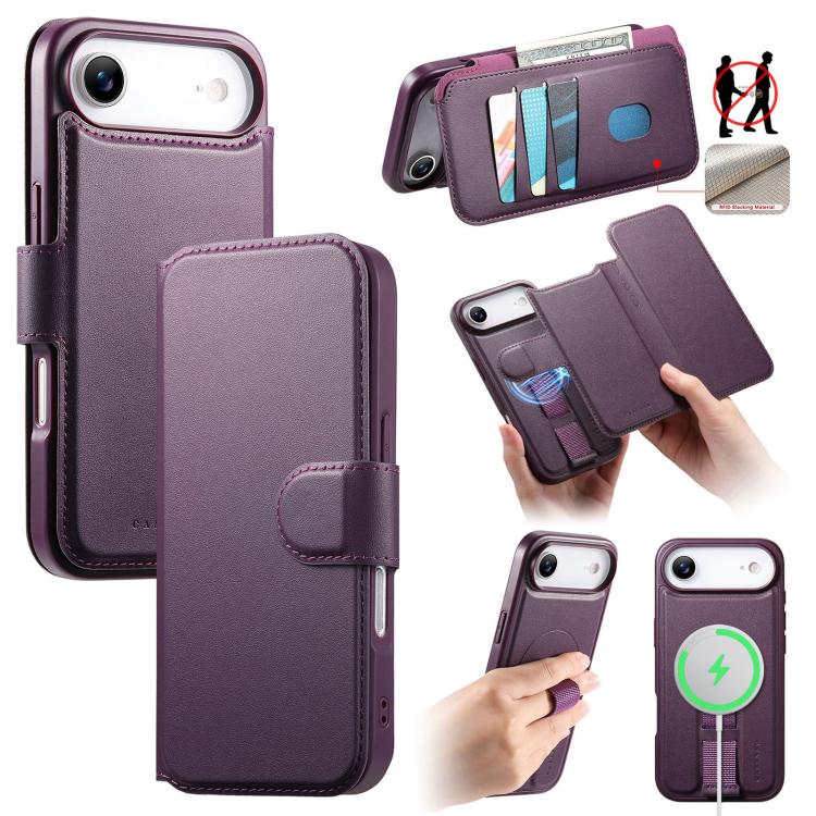 CaseNeo Finger Grip Strap MagSafe Leather Phone Case, For iPhone 17e / 16e, For iPhone 17 Pro Max, For iPhone 17 Pro, For iPhone 17, For iPhone Air, For iPhone 16 Pro Max, For iPhone 16 Pro, For iPhone 16 Plus